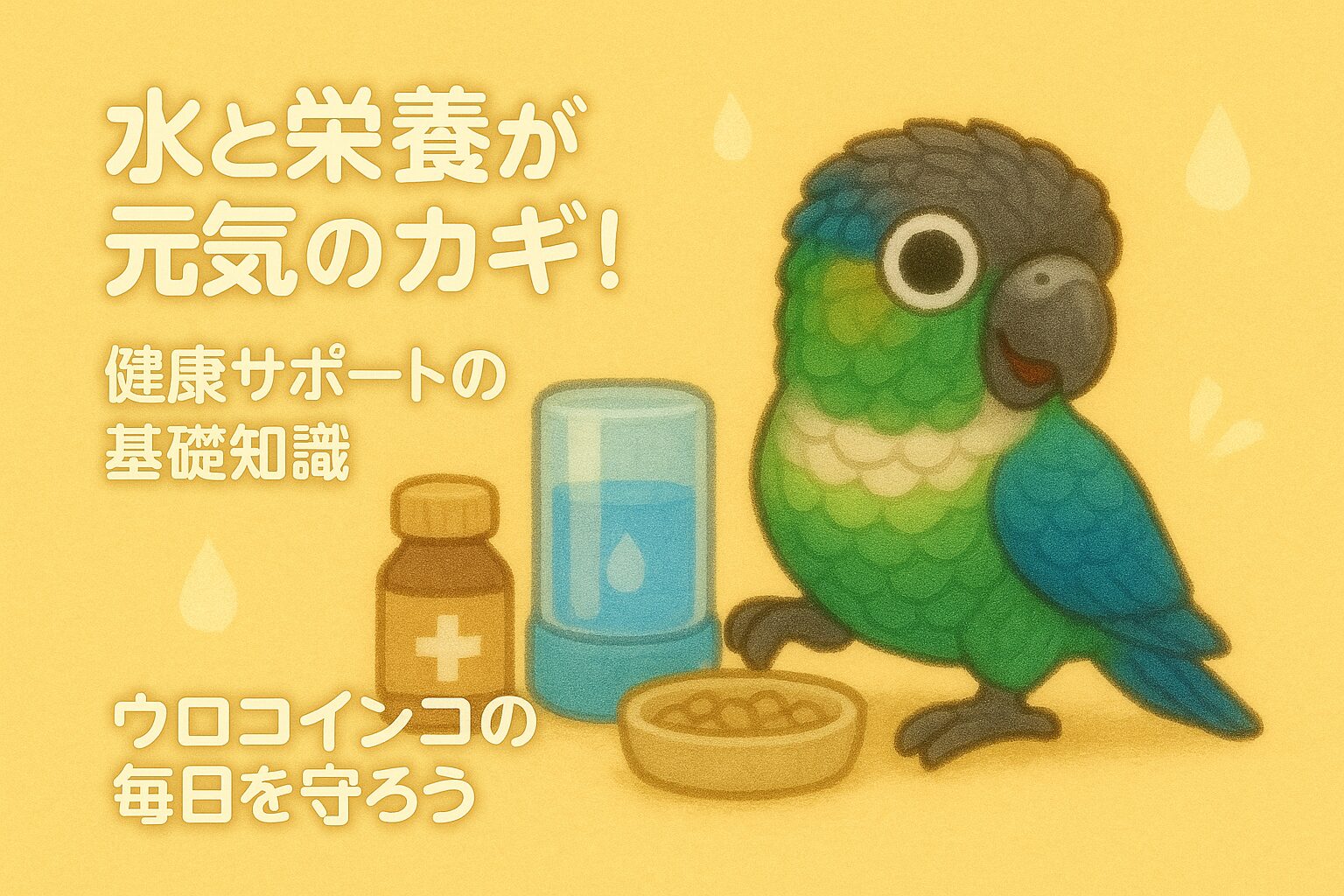 ウロコインコと水・サプリ